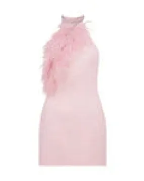 PF24DK19D Crystal feather halter dress