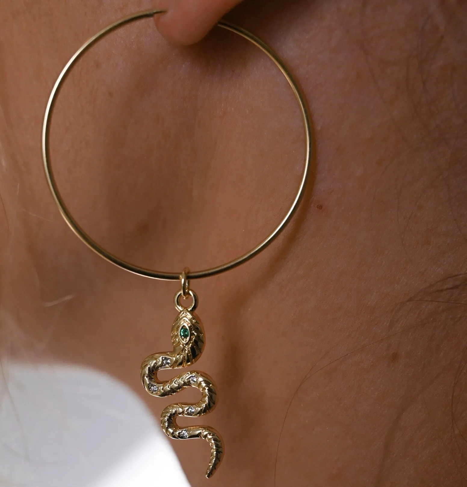 Protection & Rebirth Charm Gold Hoop Earrings