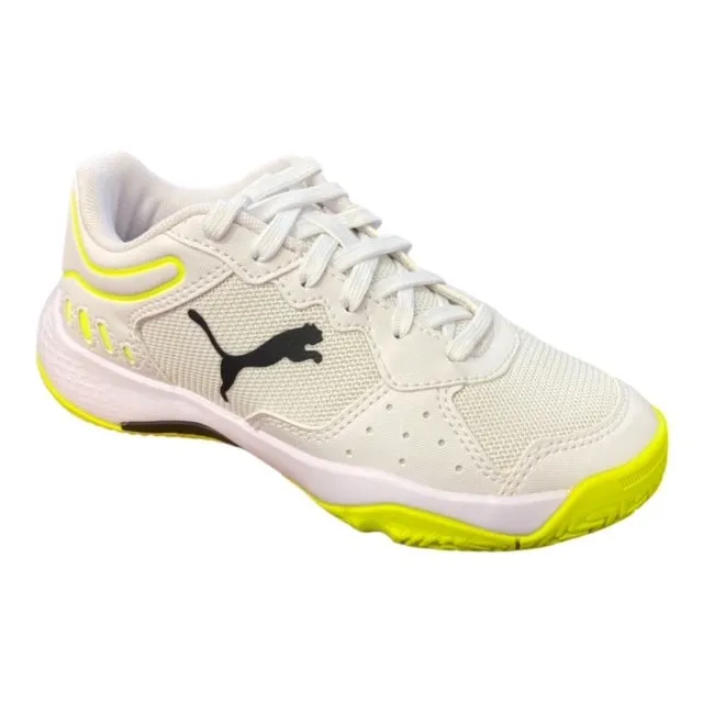 Puma boys' padel tennis shoe Solarsmash RCT Jr 106950 01 white-black-yellow