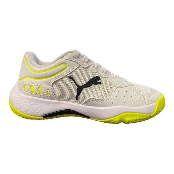 Puma boys' padel tennis shoe Solarsmash RCT Jr 106950 01 white-black-yellow