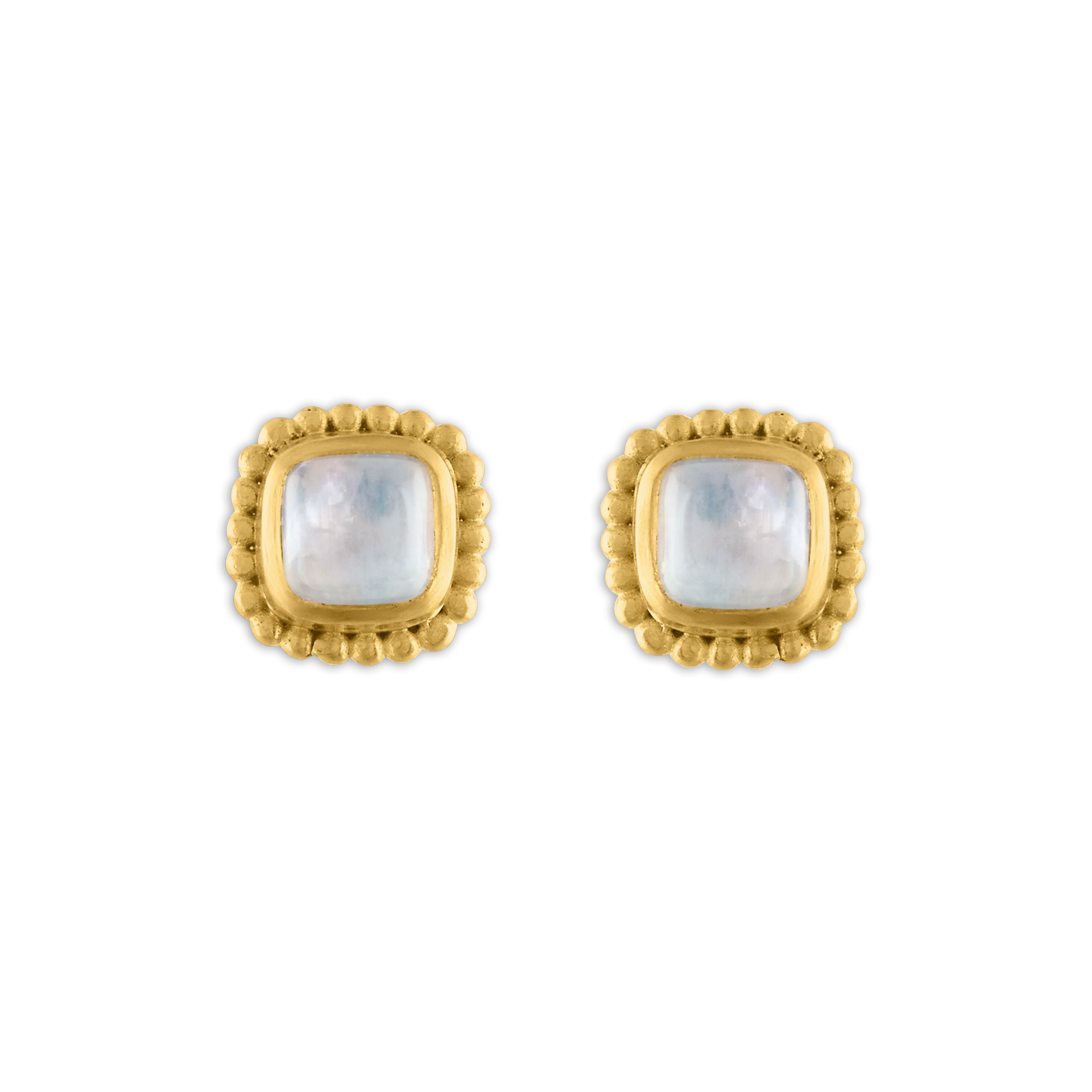 Rainbow Moonstone Granulated Stud Earrings