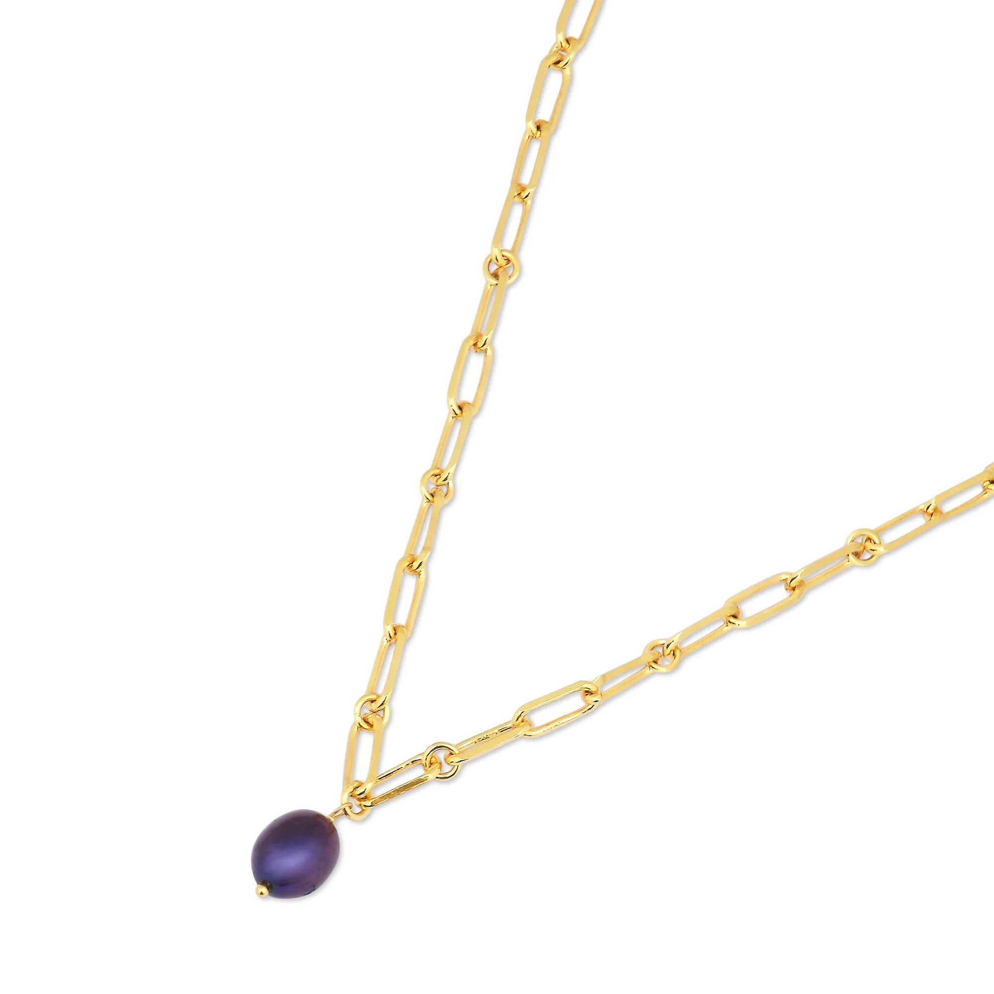 Real Gold Plated Z Pearl Chain Necklace