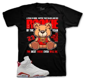 Retro 6 Red Cement Shirt - Rookie Bear - Black