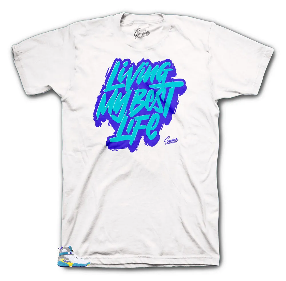 Retro 8 White Aqua Shirt - Livin Life - White