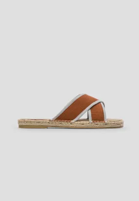 SANDAL CROSSED LINEN TERRACOTA