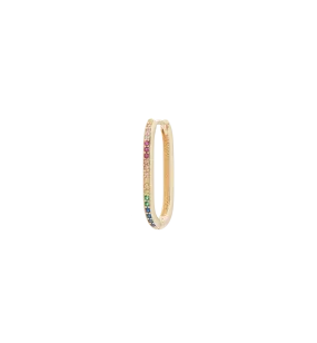 Single Rainbow Zirconia Paperclip Earring 14K