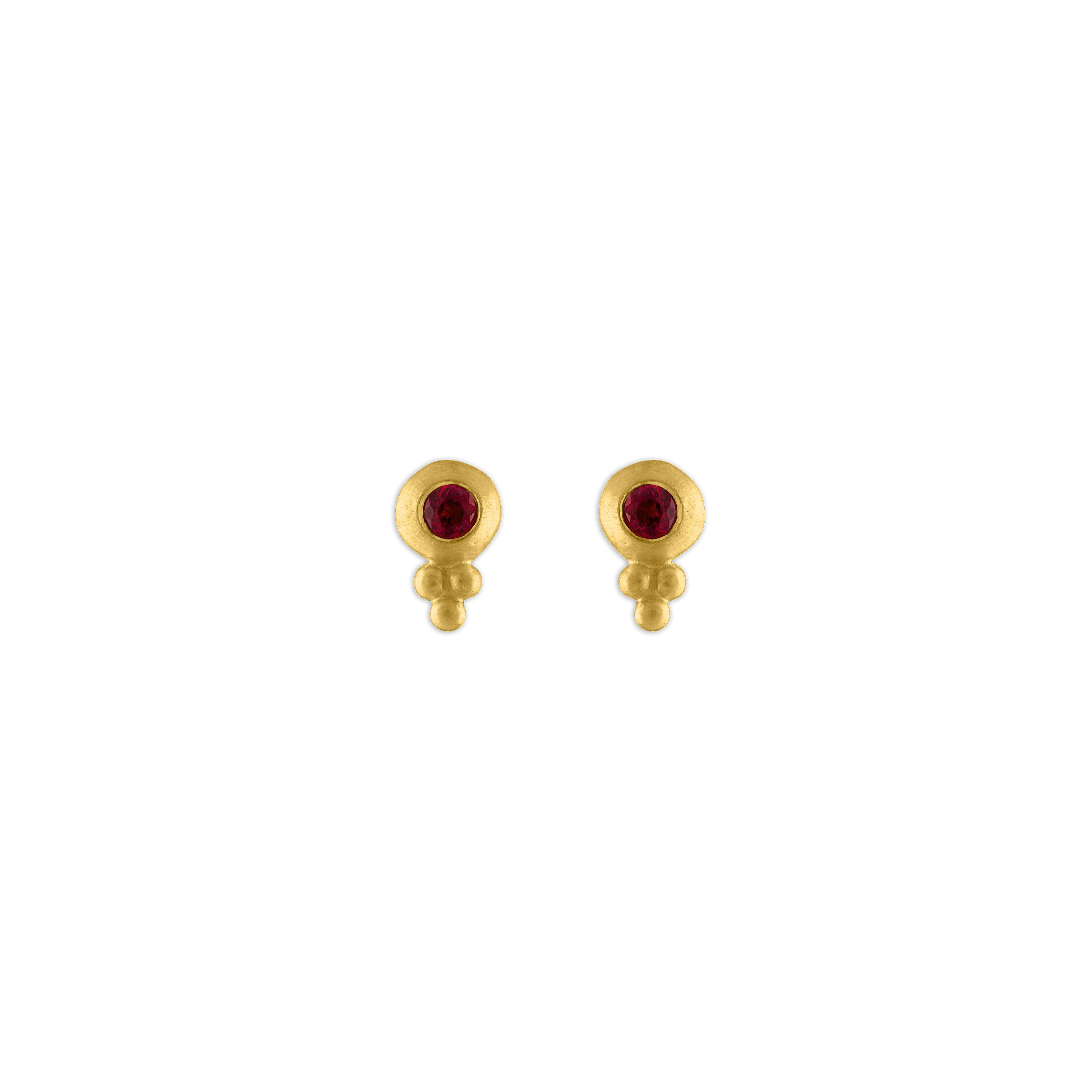 Small Ruby Lentil-Shaped Bulla Earrings