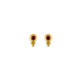 Small Ruby Lentil-Shaped Bulla Earrings