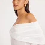 SNDYS Madrid Off Shoulder Top - White