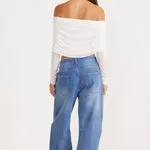 SNDYS Madrid Off Shoulder Top - White