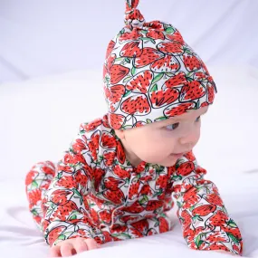 Strawberry print cotton sleepsuit