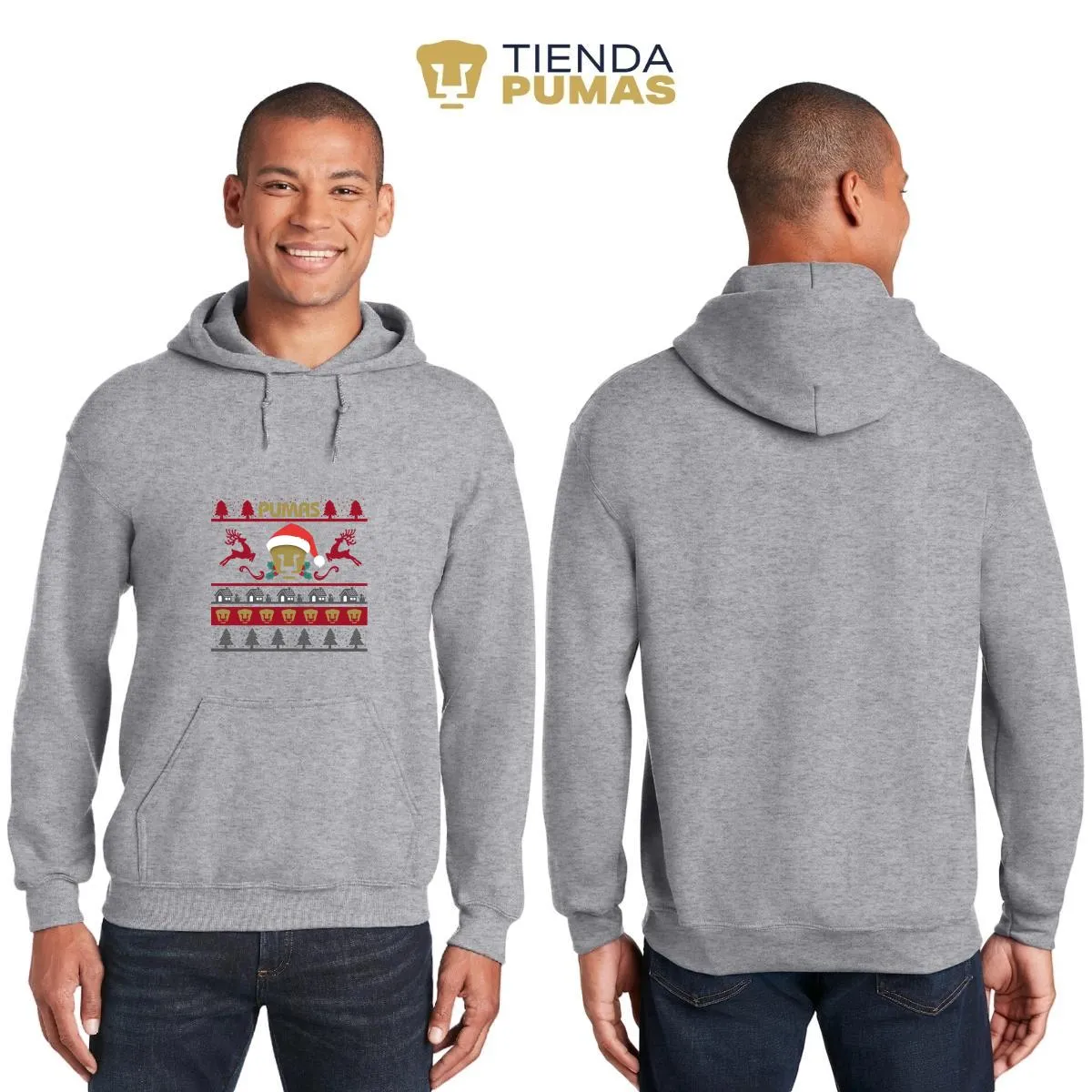 Sudadera Hombre Hoodie  Pumas UNAM Navidad Renos