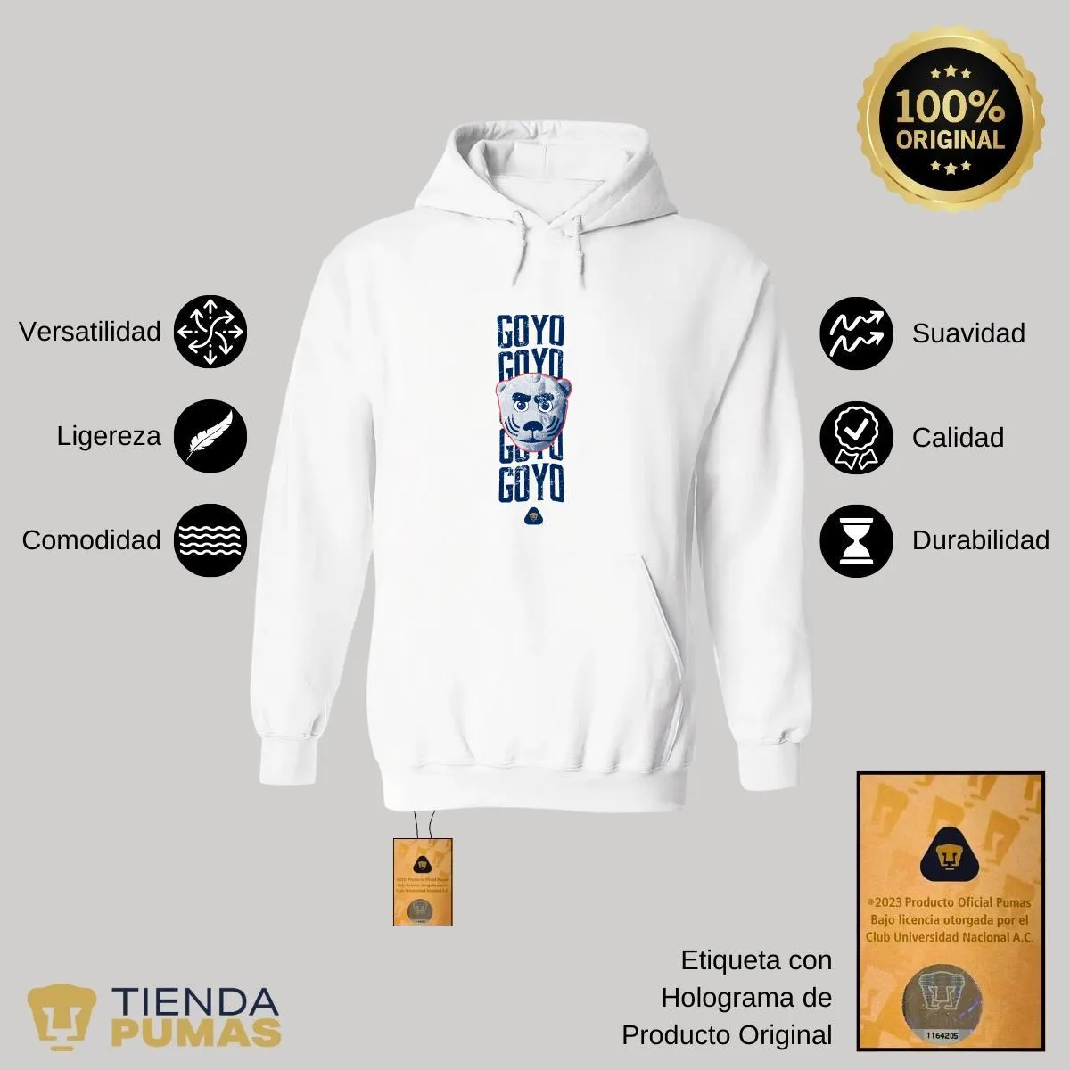 Sudadera Mujer Hoodie  Pumas UNAM Goyo Goyo