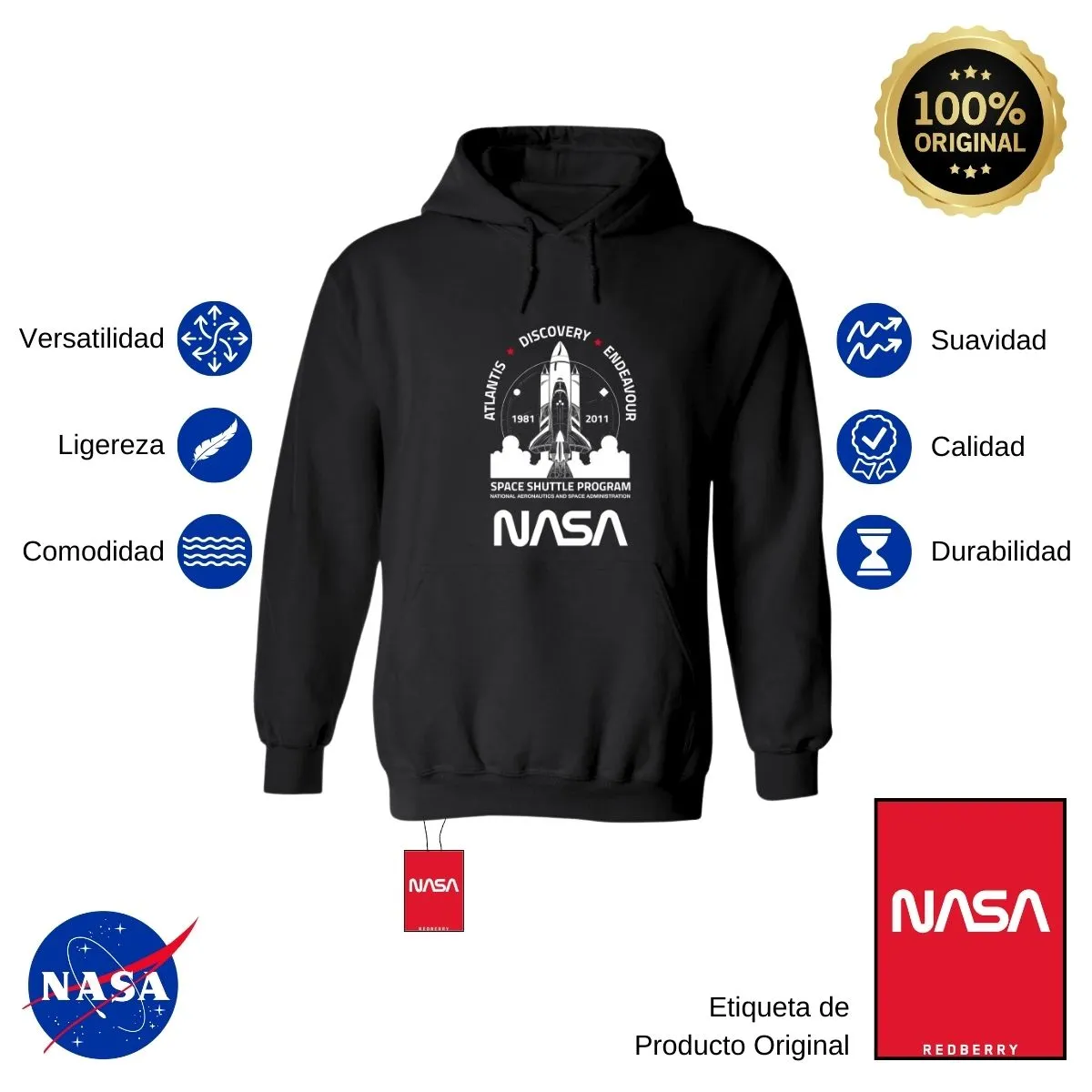 Sweater Suéter Hombre Hoodie Nasa Cohete