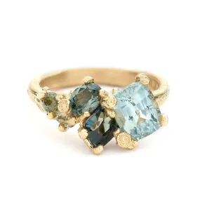 Tapering Sapphire Cluster Ring with Barnacles