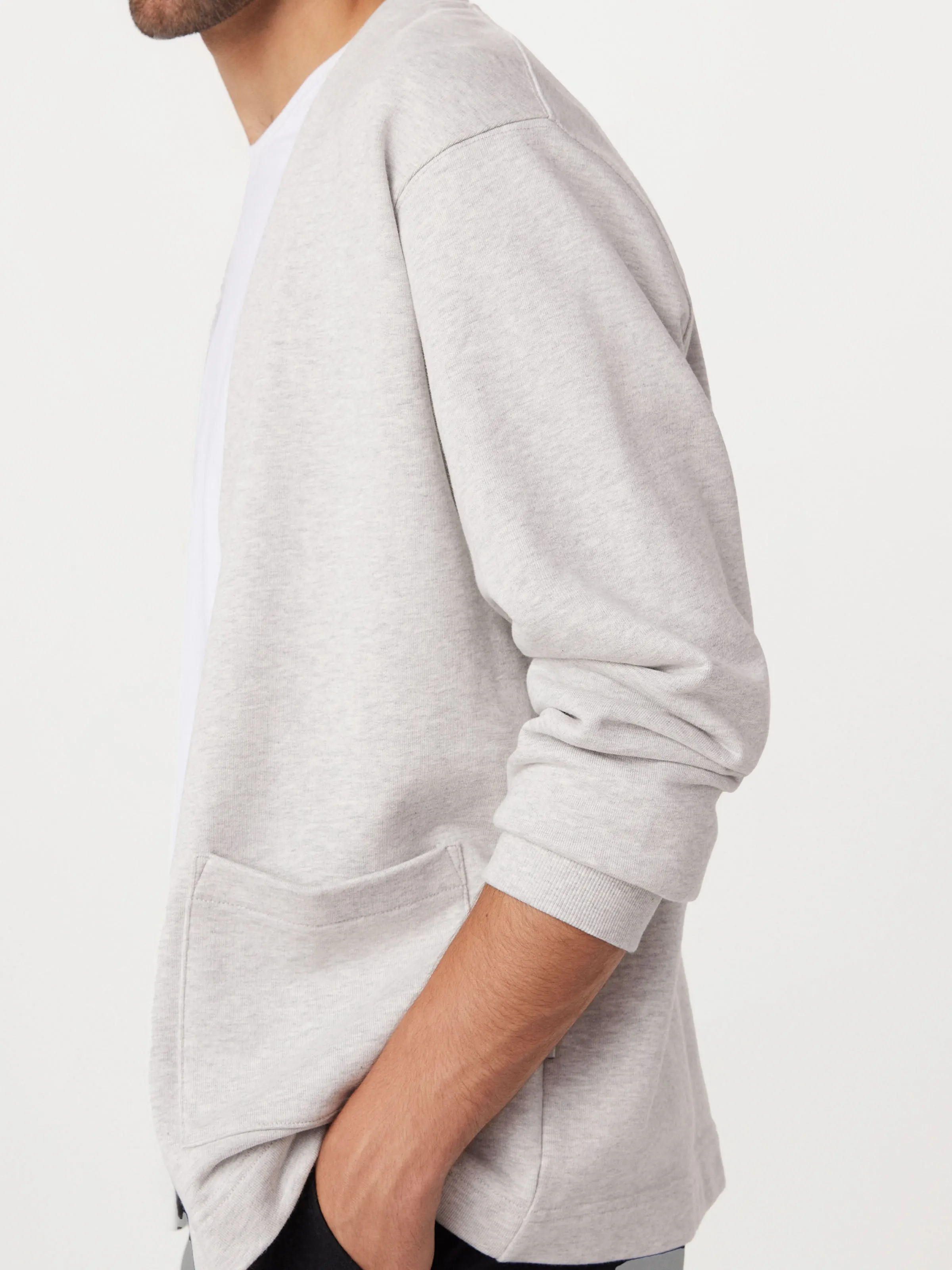 The French Terry Cardigan in Light Grey