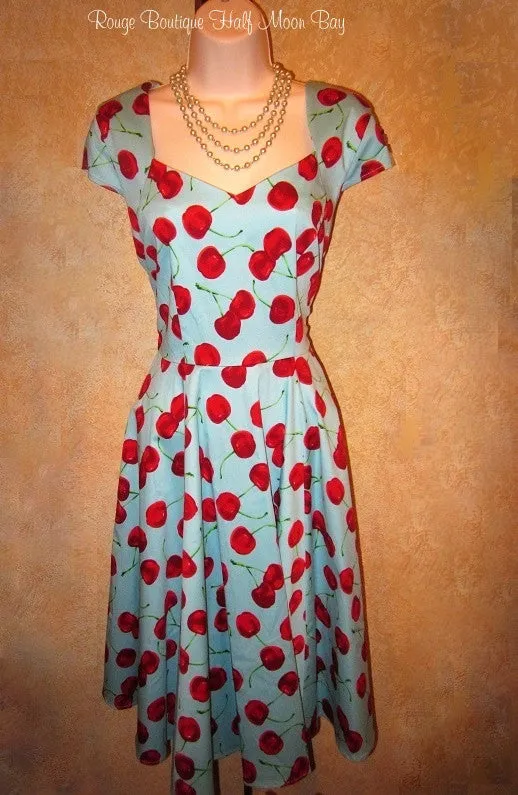 Turquoise Cherry  Hostess Dress