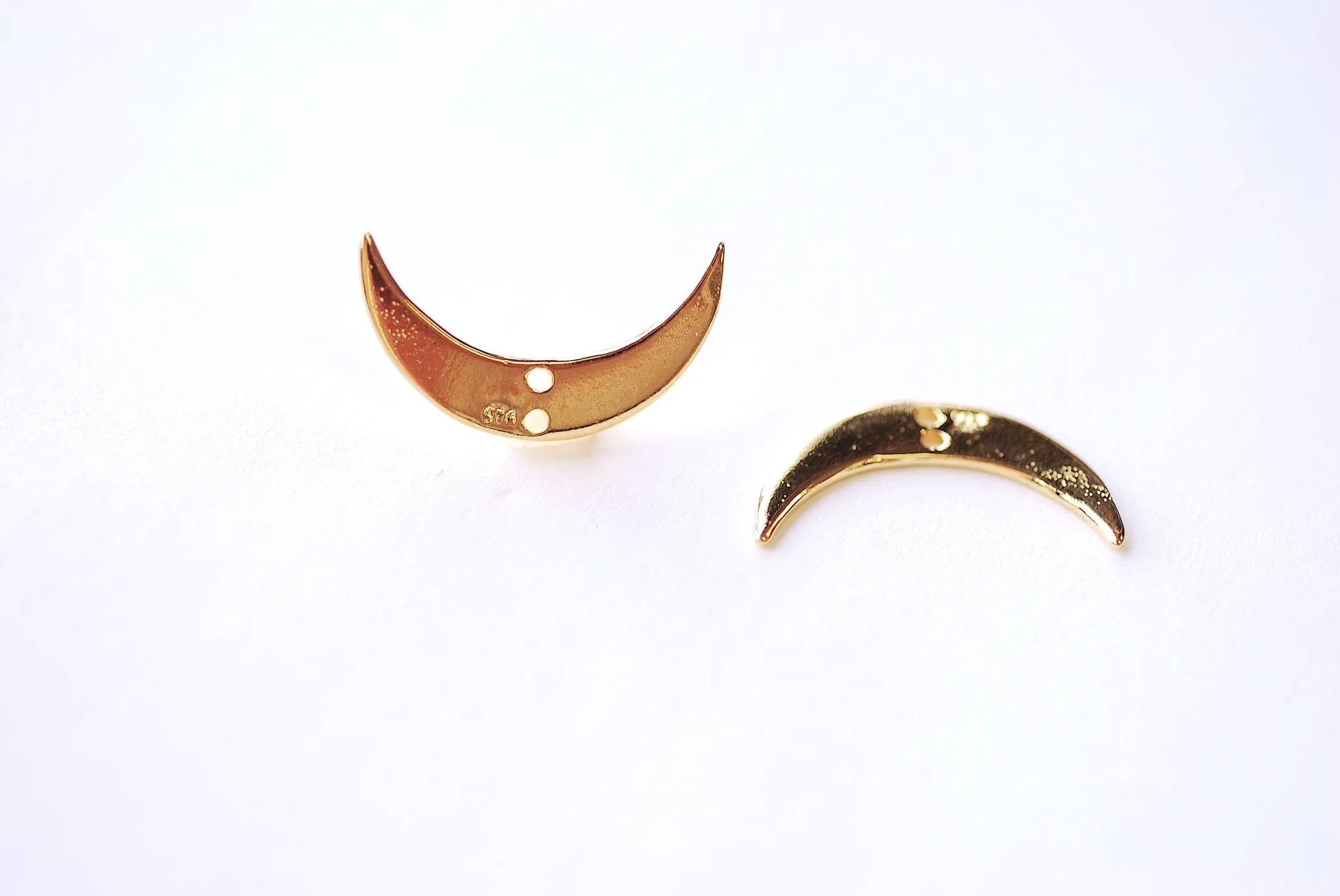 Vermeil Gold Wholesale Crescent Moon Link Connector - 18k Gold plated over 925 Sterling silver Moon Half Moon Waning Moon Celestial Two Holes