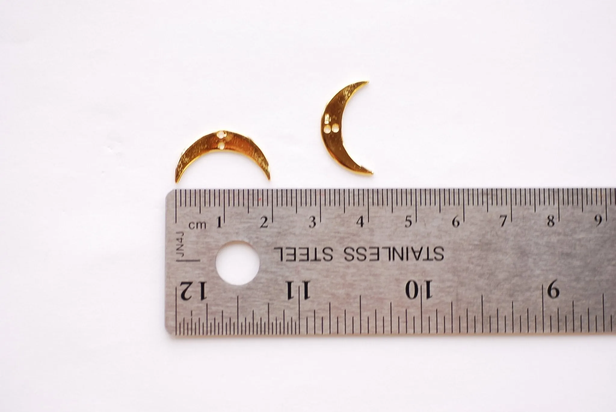 Vermeil Gold Wholesale Crescent Moon Link Connector - 18k Gold plated over 925 Sterling silver Moon Half Moon Waning Moon Celestial Two Holes