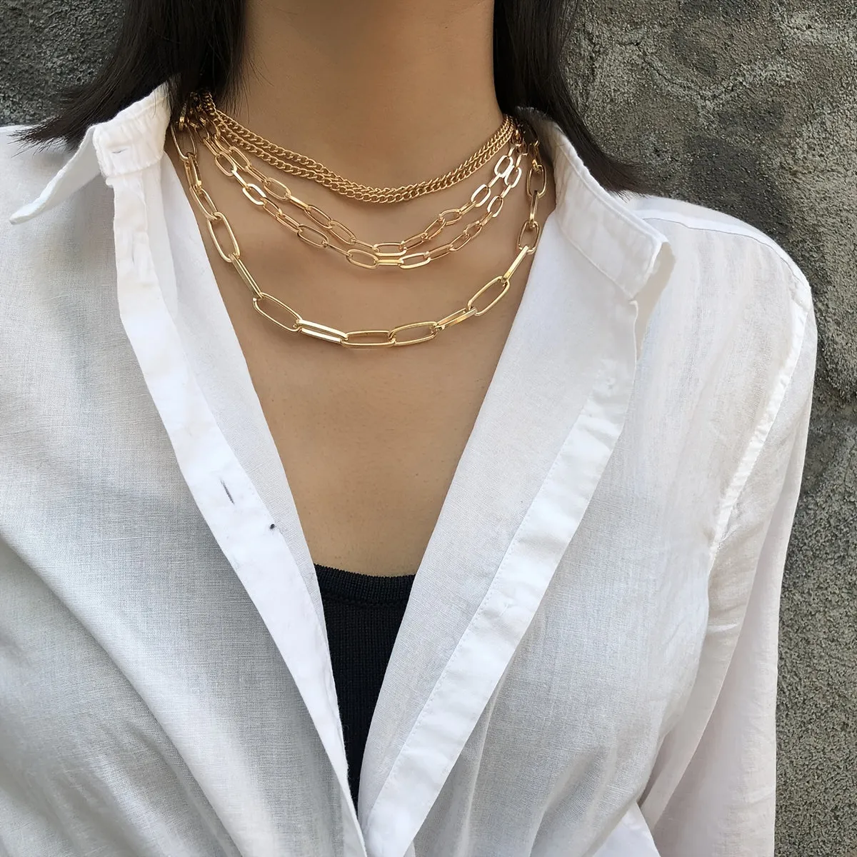 Vintage-Inspired Layered Necklace - Simple Metal Chain Bone Chain Jewelry for Women