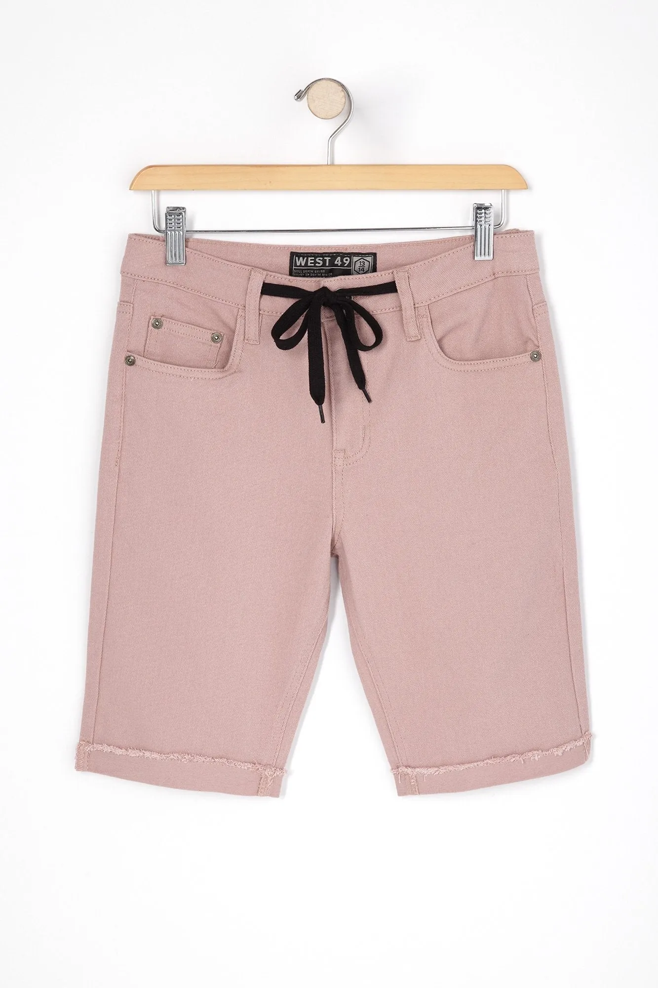 West 49 Youth Cuff Drawstring Pink Denim Shorts